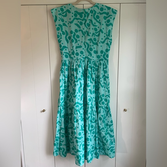 Oliphant CAP SLEEVE MIDI-‎ ACADIA AQUA Dress Large - Picture 5 of 7